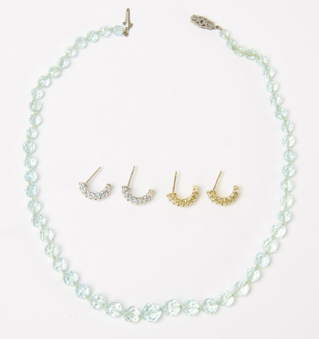 Aquamarine bead Necklace and Two Set of Earrings (1 of 3)