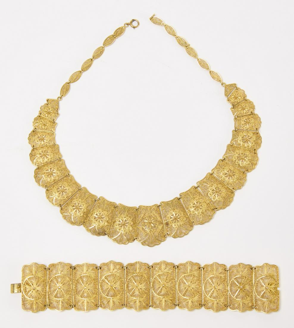 Middle Eastern Style 14K Necklace and Bracelet set (1 of 3)