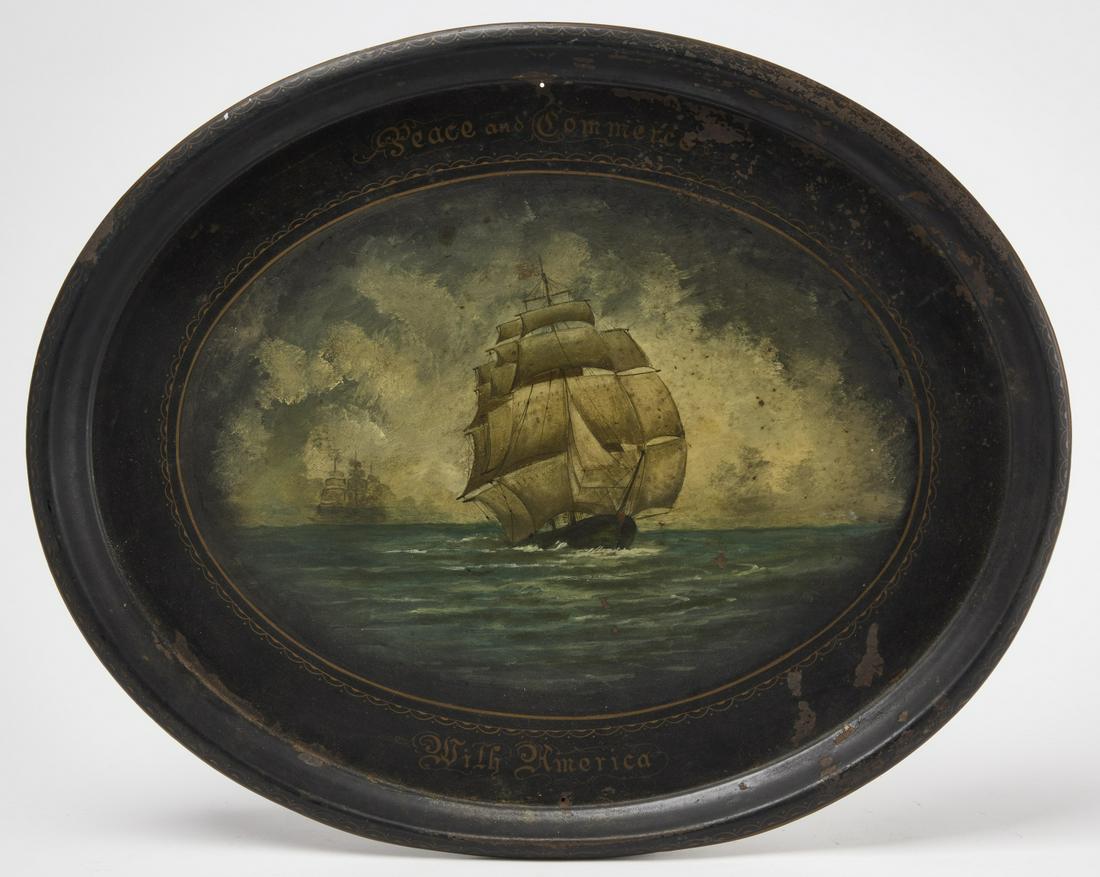 Painted Tole Tray - Peace & Commerce for America (1 of 3)
