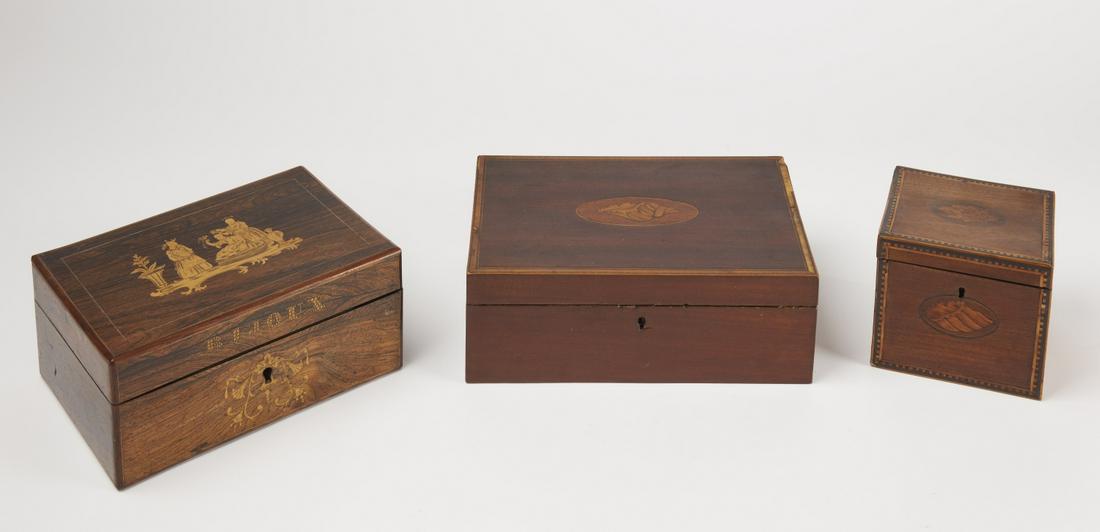 Early Inlaid Tea Caddy and Desk Box (1 of 3)