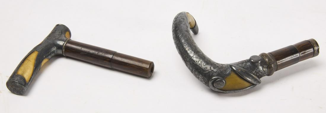 Two Sterling Mounted Horn Walking Stick Handles (1 of 2)