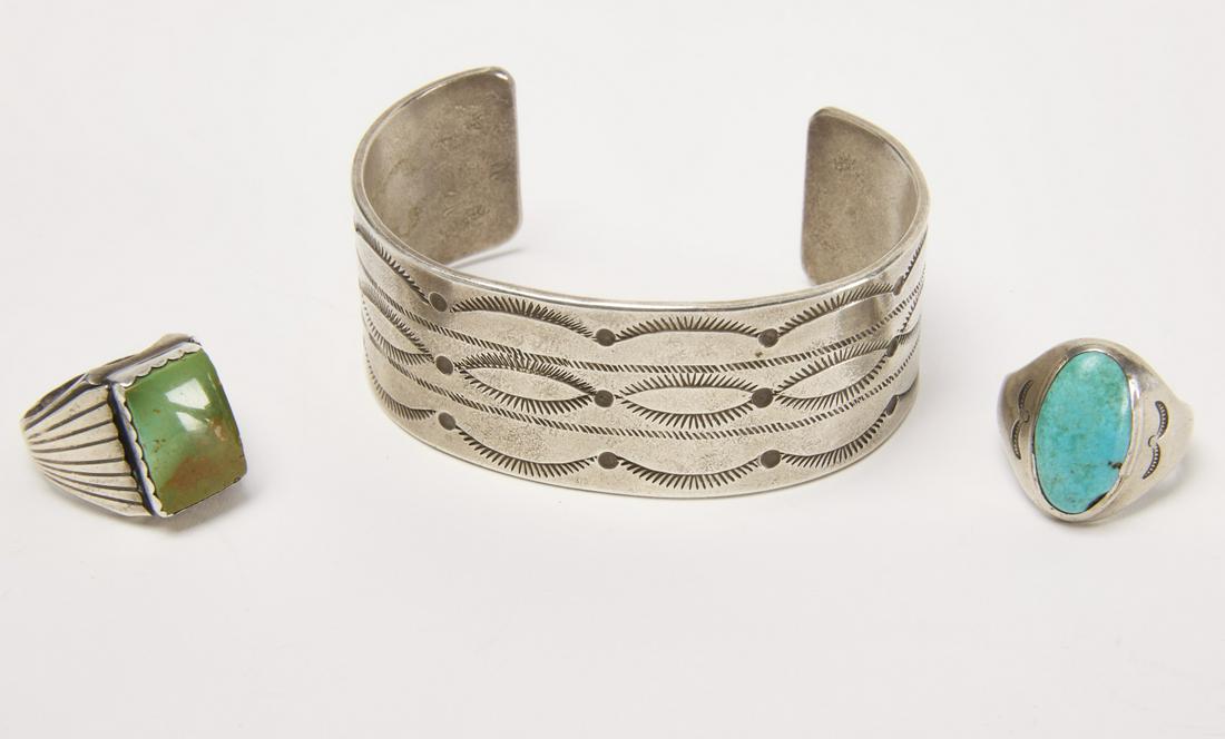 Early Navajo Stamped Bracelet & 2 Man (1 of 4)