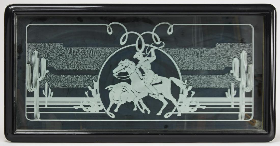 Pair of Vintage Western Etched Glass Mirrors (1 of 4)