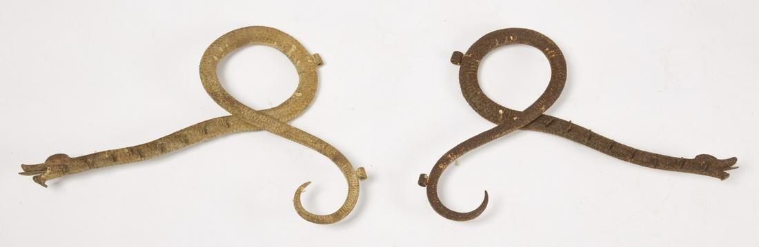 Pair of Wrought Iron Snake Spit Hooks (1 of 4)