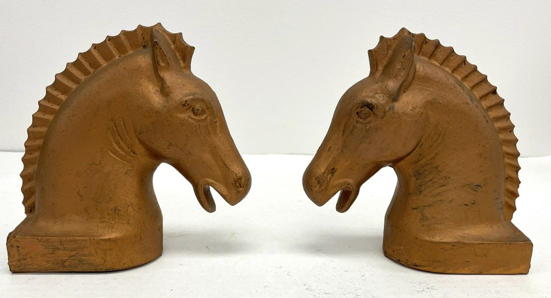 Pair of Cast Iron Horse Head Hitching Post Tops (1 of 3)