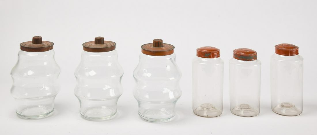 Six Glass Pantry Jars with Red Lids (1 of 1)