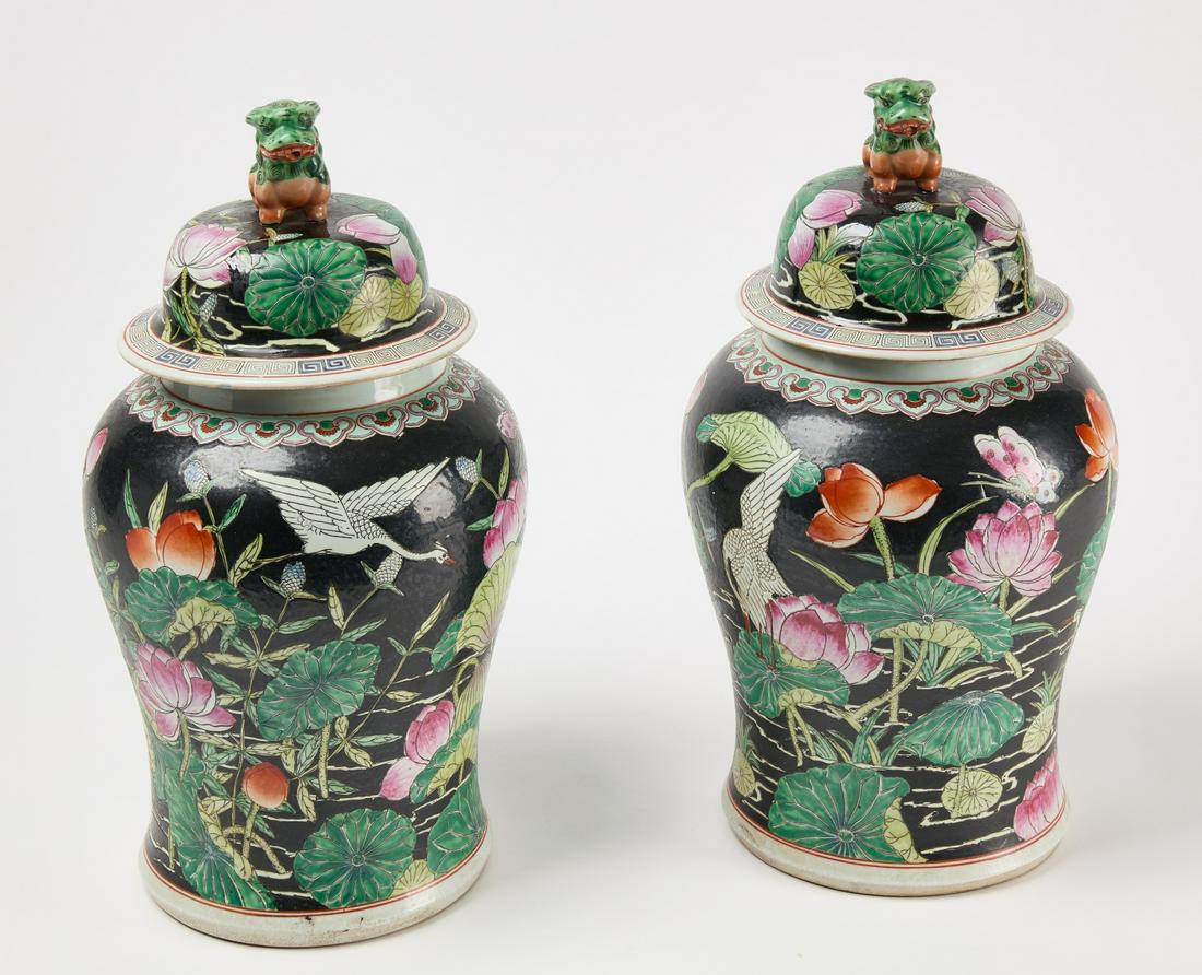 Two Chinese Large Lidded Jars w/ Dog Topper (1 of 6)