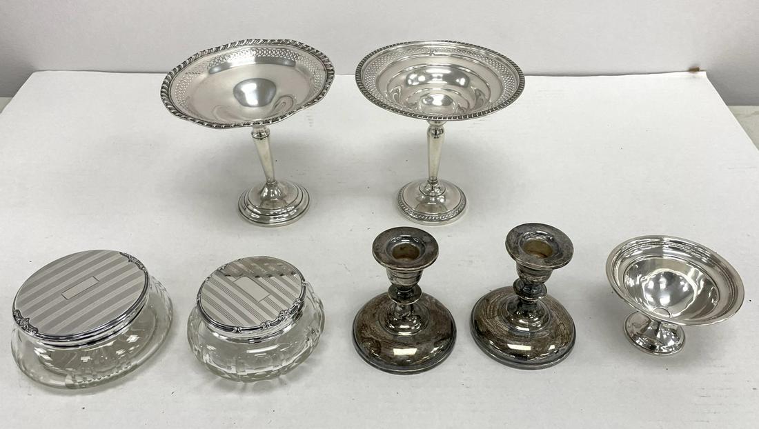 Weighted Sterling - Powder Jars w Sterling Lids (1 of 2)