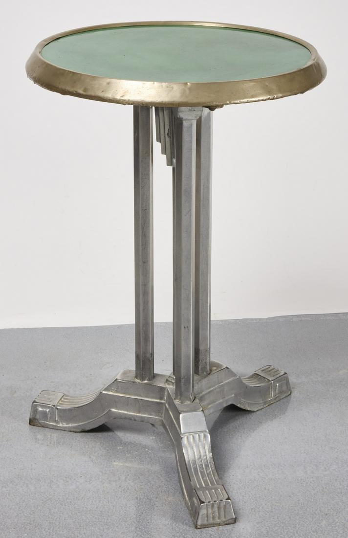 Art Deco Metal -Table Green Glass Top (1 of 5)