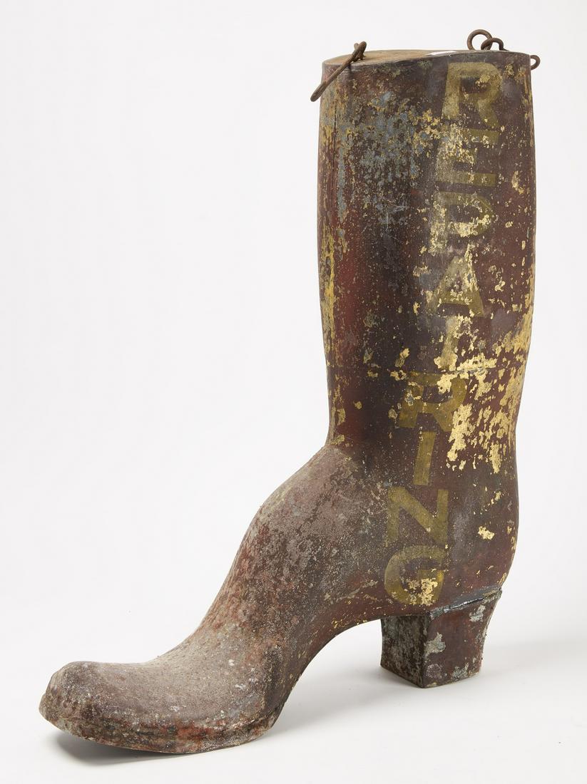 Large Folk Art Tin Shoe Repair Sign (1 of 4)