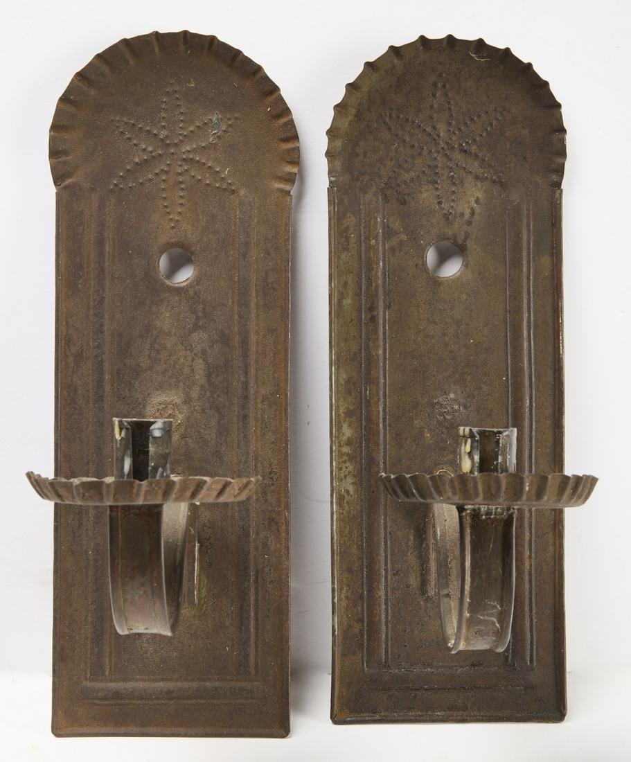 Rare Pierced Tin Sconces (1 of 4)