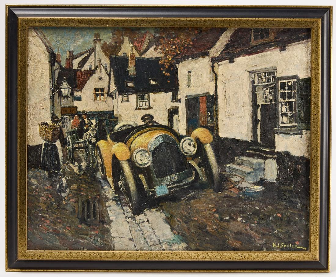 Henry J Soulen Painting of Car in Town (1 of 4)