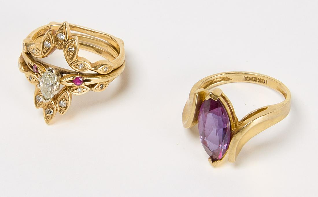 14kt Wedding Ring and 14kt Gold Ring with Stones (1 of 2)