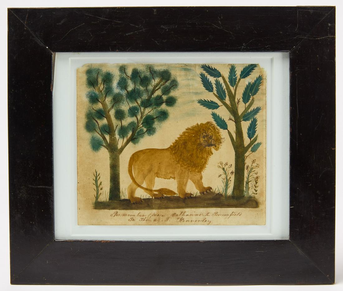 Folk Art Watercolor of a Lion (1 of 2)