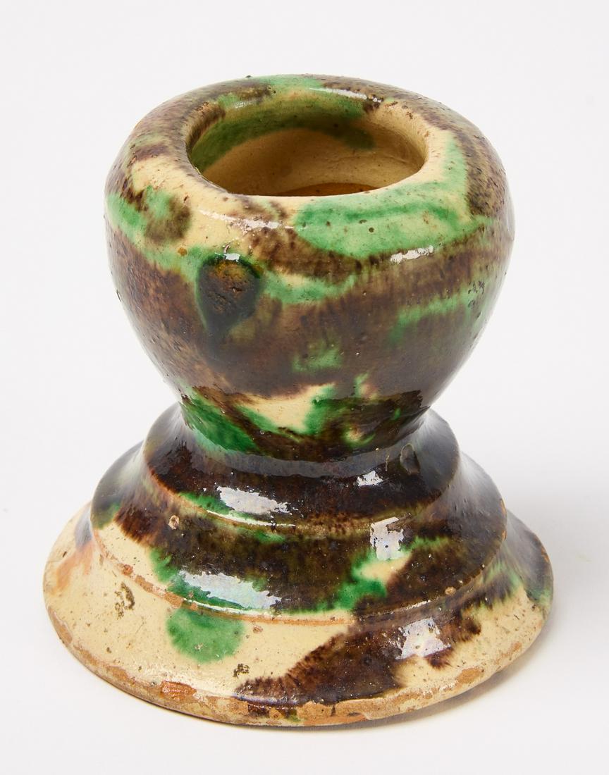 Shenandoah Valley Redware Match Holder: Small earthenware match holder. Eberly pottery, Strasburg, Virginia. Late 19th century. H 3-1/4" D (base) 3-1/4". Condition: Excellent original condition. Copy and paste this link for high-res images: