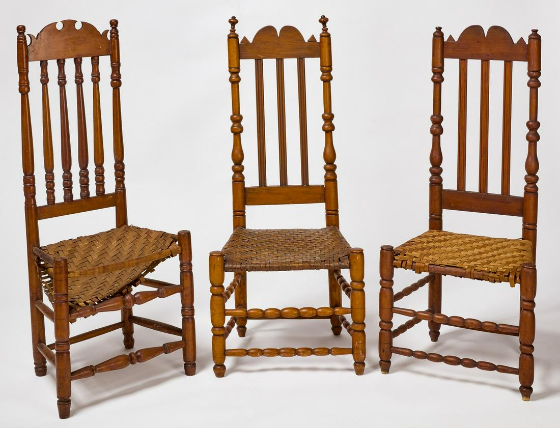 Pair and Single Early Bannister Back Chairs (1 of 6)