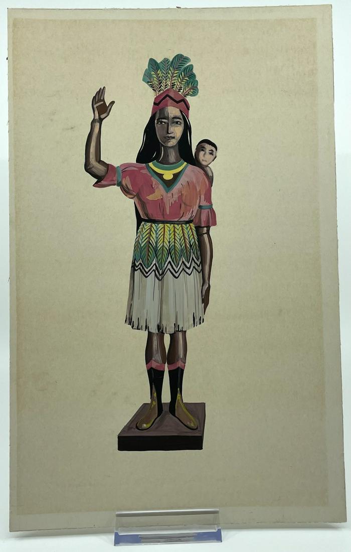 Four Gouache Cigar Store Indian Illustrations (1 of 4)