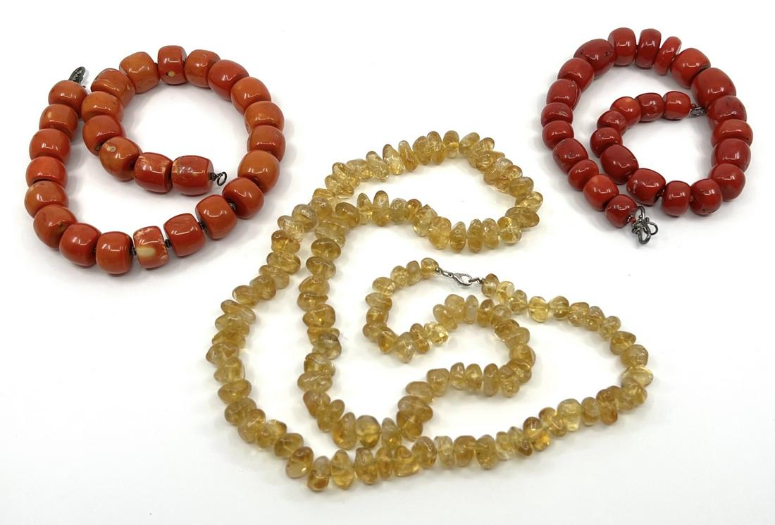 Amber and Two Coral Necklaces (1 of 4)