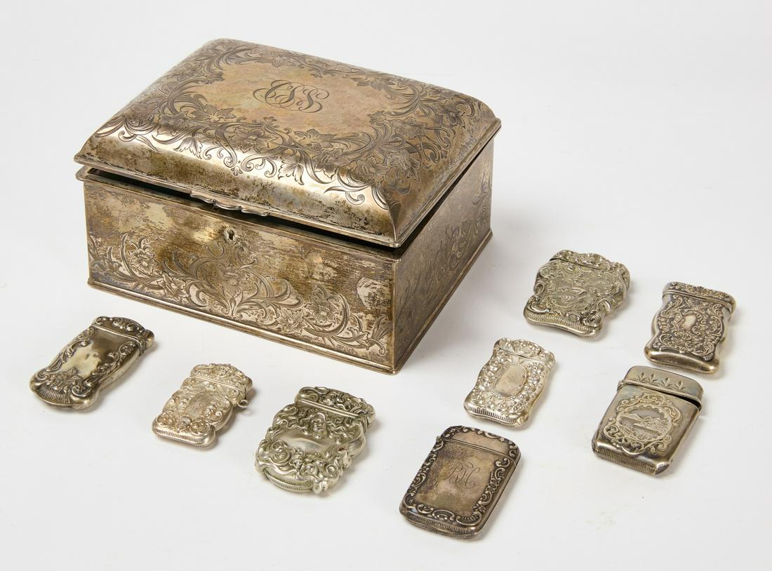 Sterling Box and Eight Sterling Match safes (1 of 5)