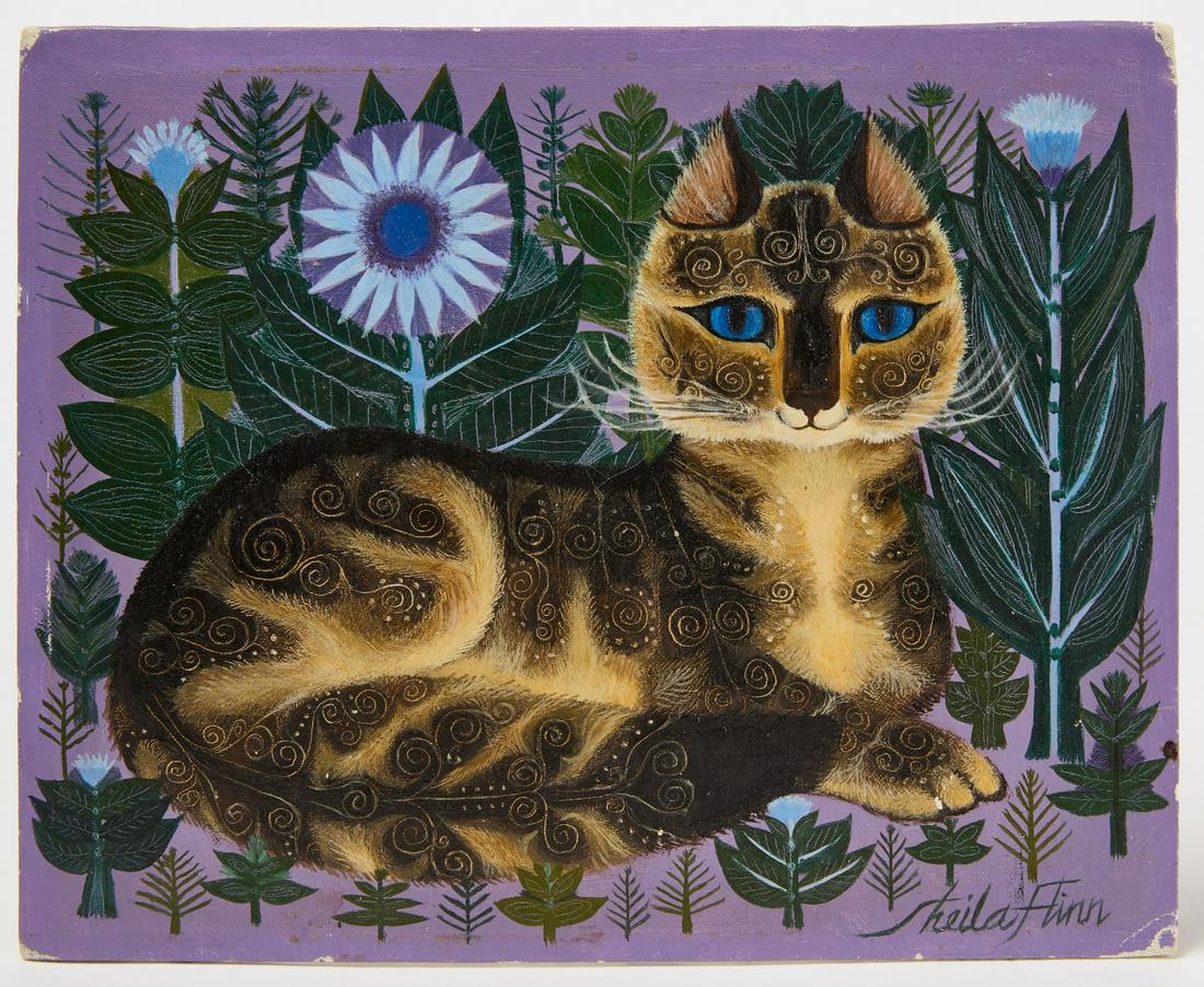 Shelia Flinn Cat with Flowers Painting (1 of 2)