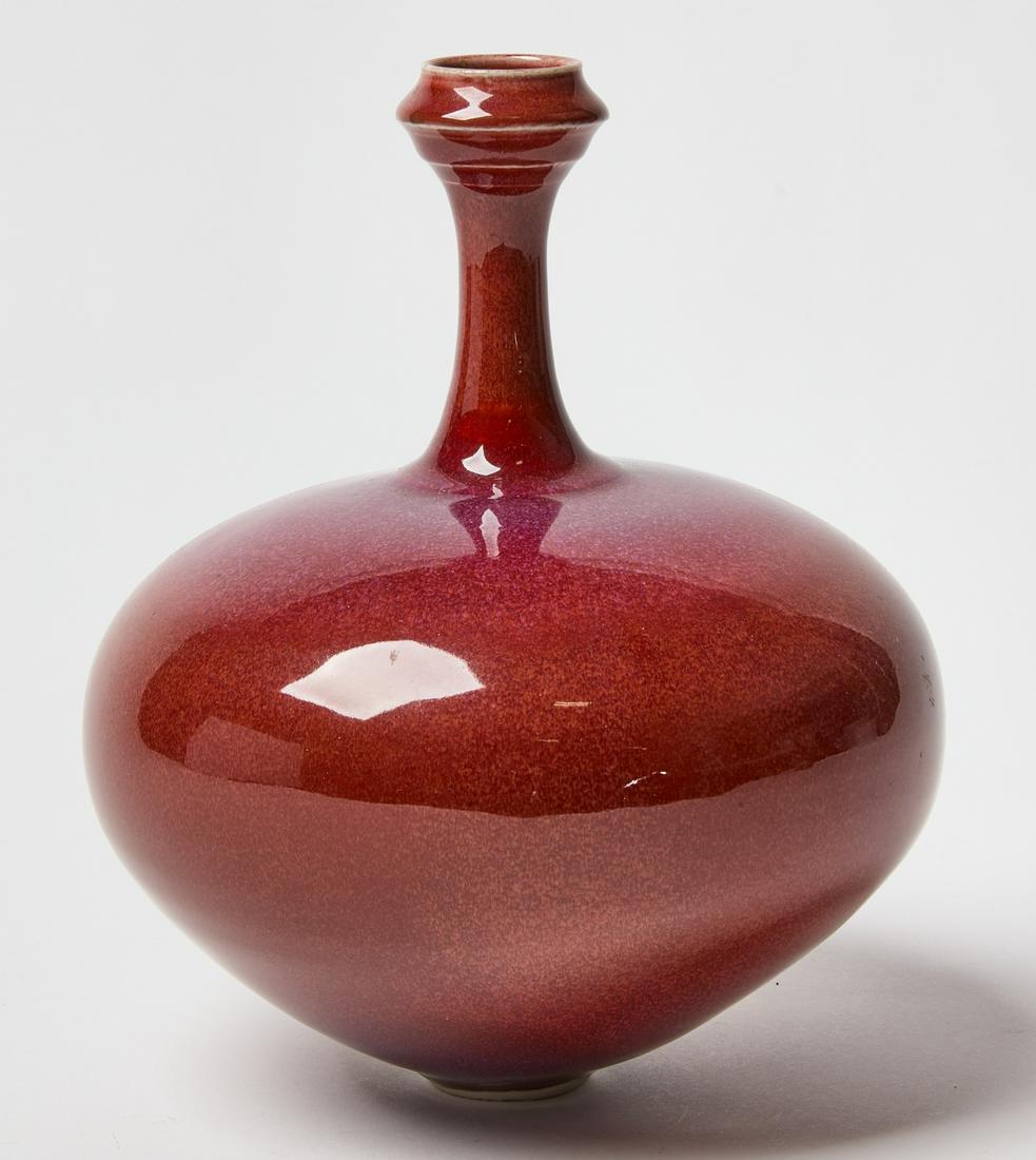 Modern Red Long Neck Studio Pottery Vase (1 of 2)