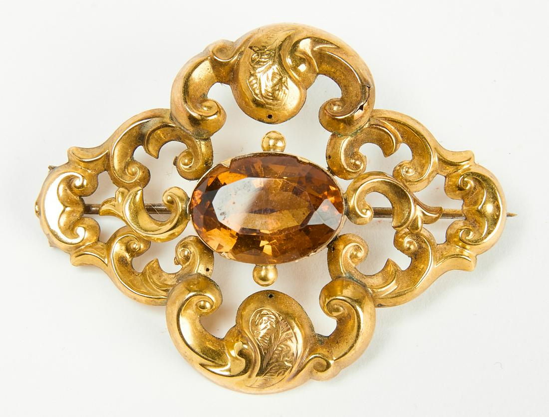 Brooch with Orange Stone in Gold Mount (1 of 2)