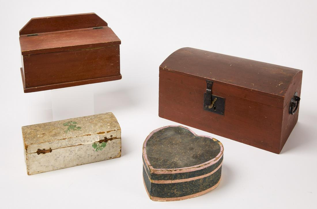 Lot of 4 Painted and Wallpaper Boxes (1 of 2)