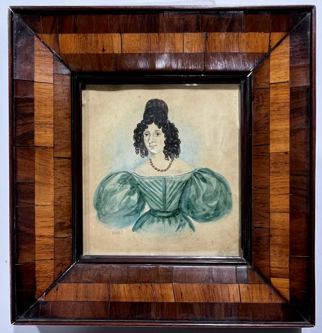 Watercolor Portrait of a Woman in Blue (1 of 1)