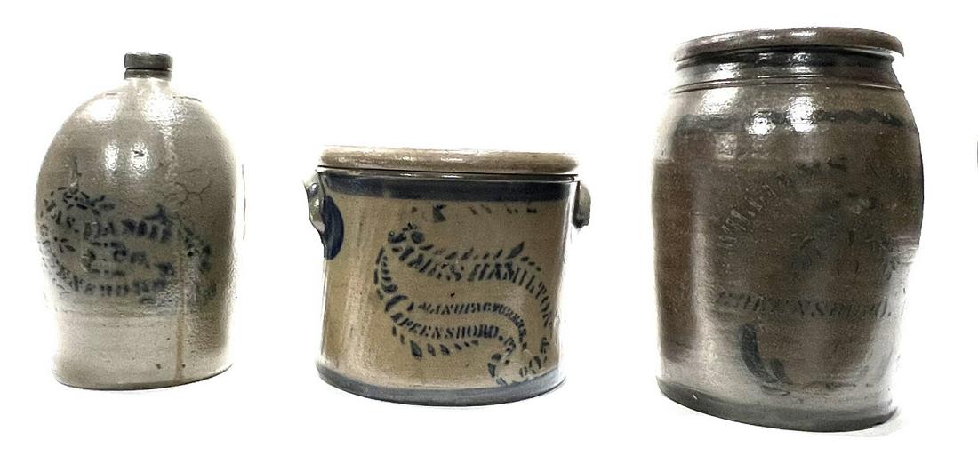 Three Greensboro PA Stoneware Crocks (1 of 5)