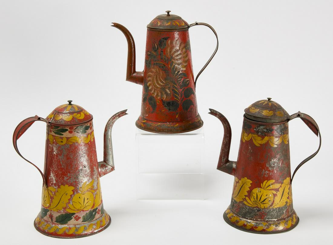 Three Decorated Tole Coffee Pots (1 of 5)