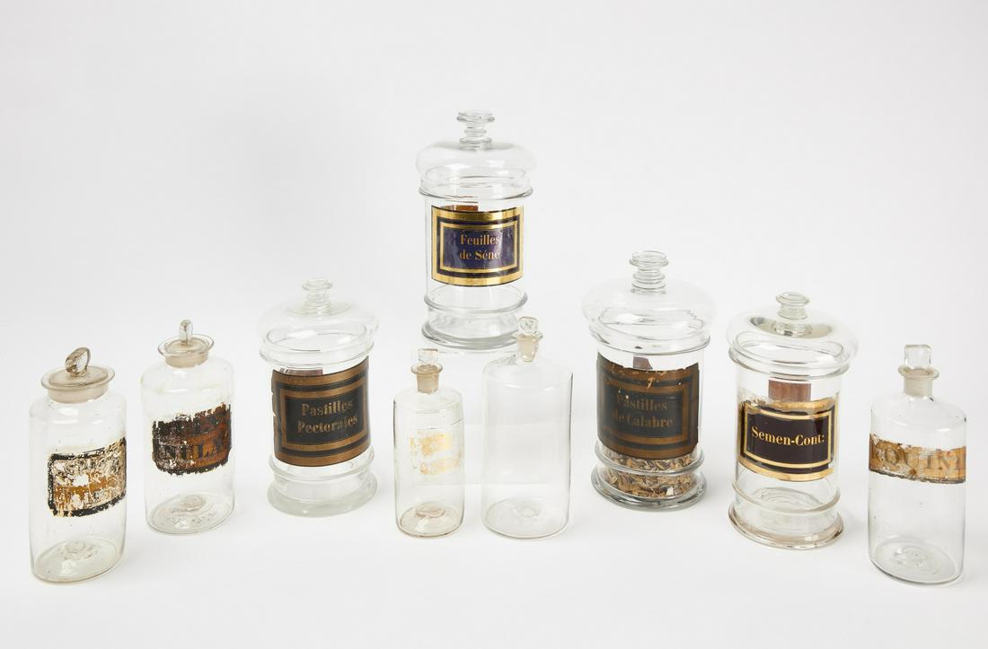 Nine Blown Apothecary Containers (1 of 5)
