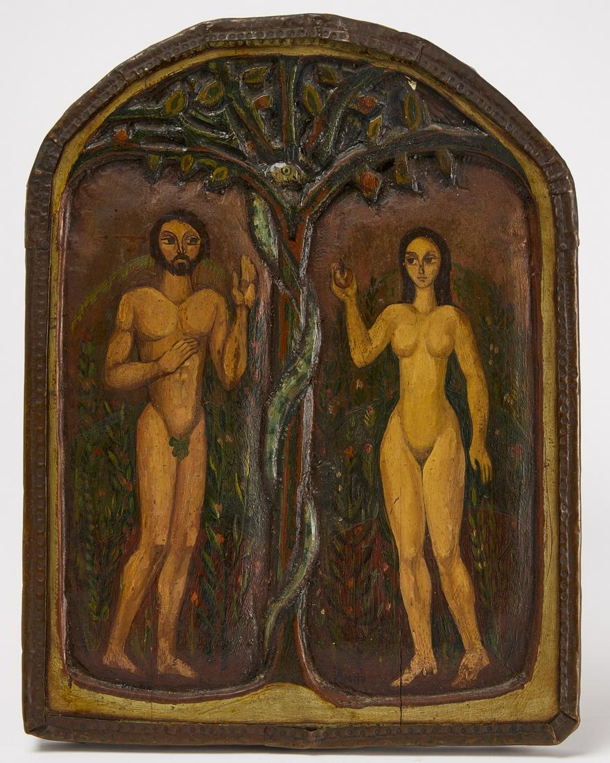 Adam and Eve - Folk Art Carved Plaque (1 of 2)