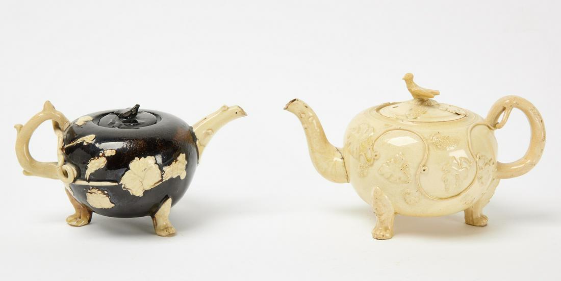 Two Early Salt Glazed English Teapots (1 of 4)