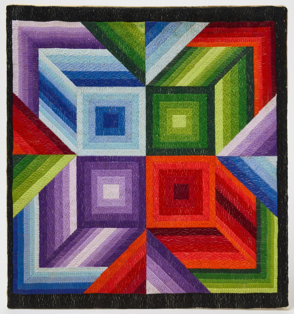 Abstract Embroidery with Multicolored Geometry (1 of 3)