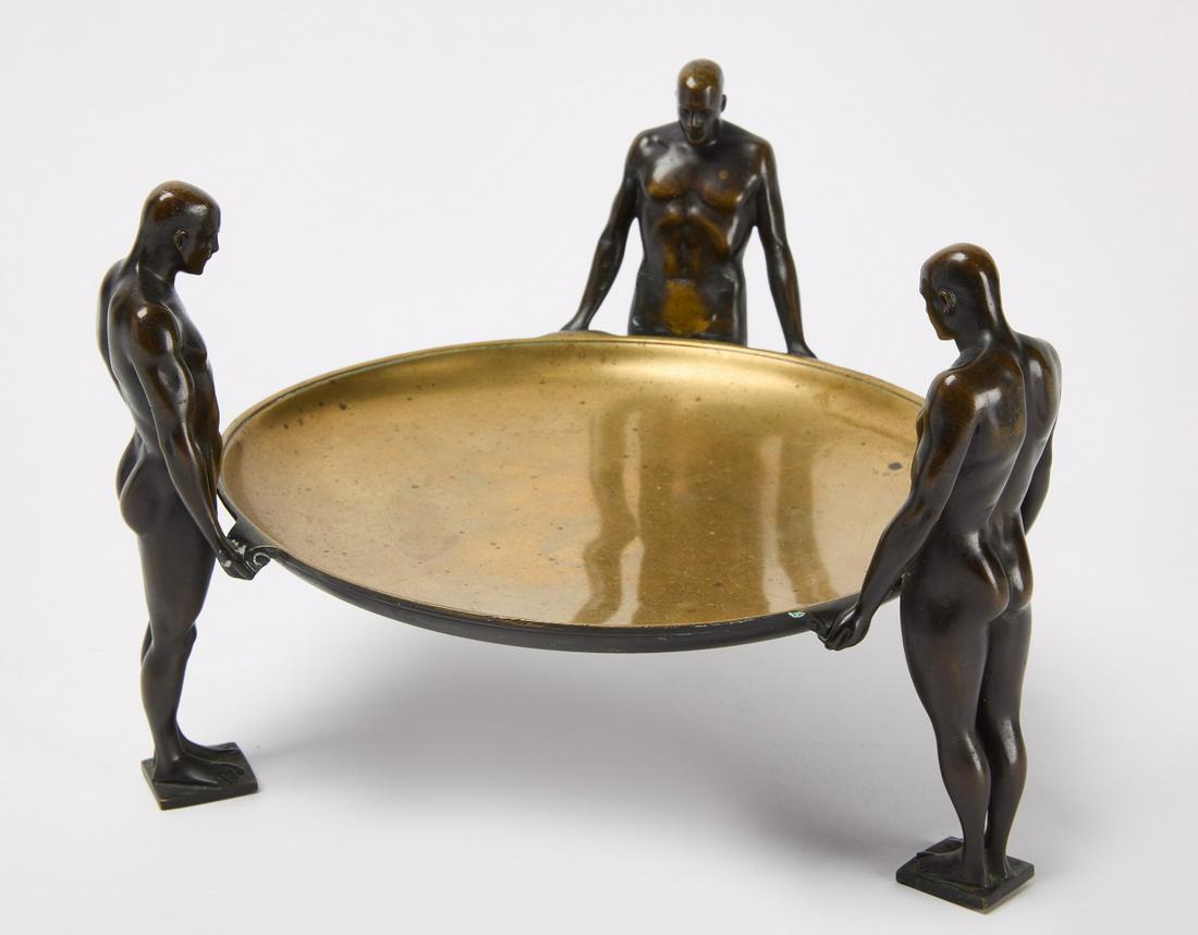 Bronze Centerpiece Dish with Figures (1 of 3)