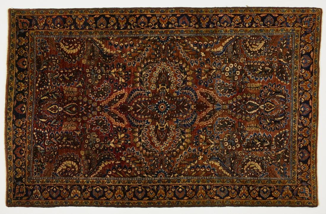 Majajeram Sarouk Rug: Majajeram Sarouk carpet. Condition: Excellent condition. H 77-1/2" W 50". Copy and paste link for high-res images: https://www.dropbox.com/sh/zfmjrvdfuc95lke/AAAFIChOqHIR6HWxQ_RR2M9ia?dl=0