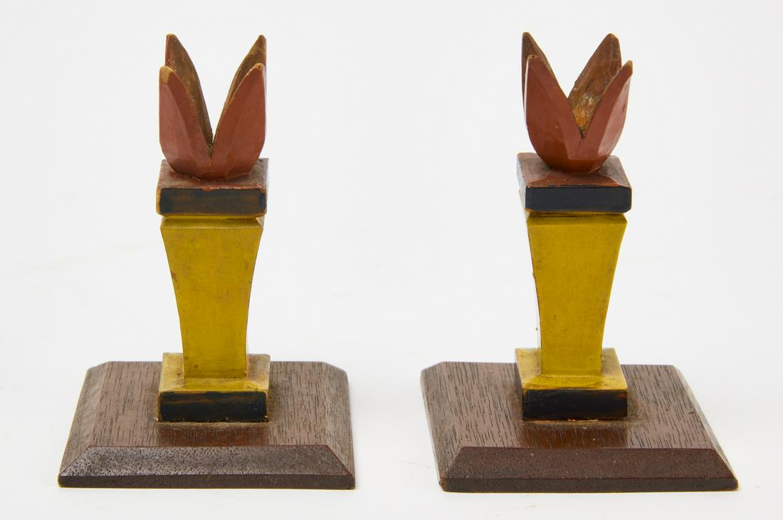 Two Painted Wooden Candlesticks (1 of 2)