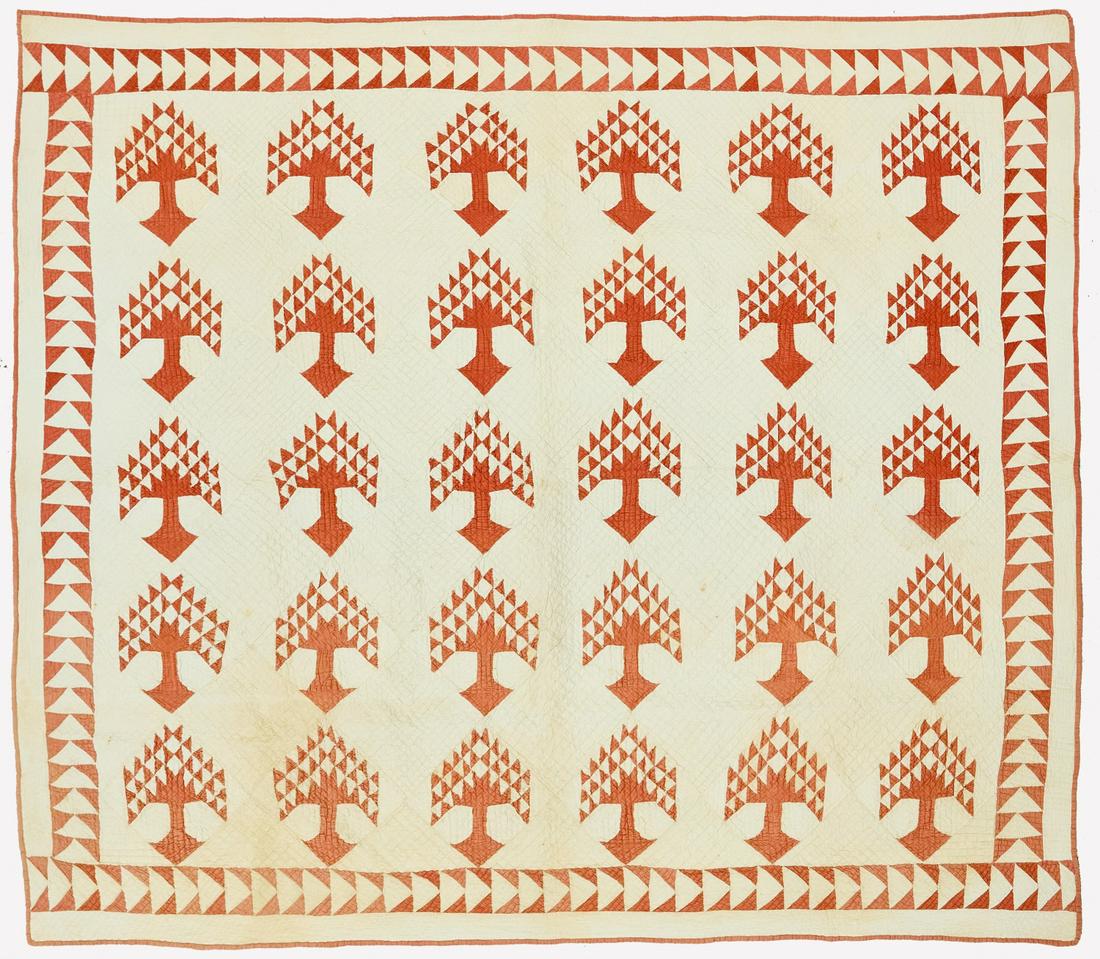 Red and White Pine Tree Quilt (1 of 3)