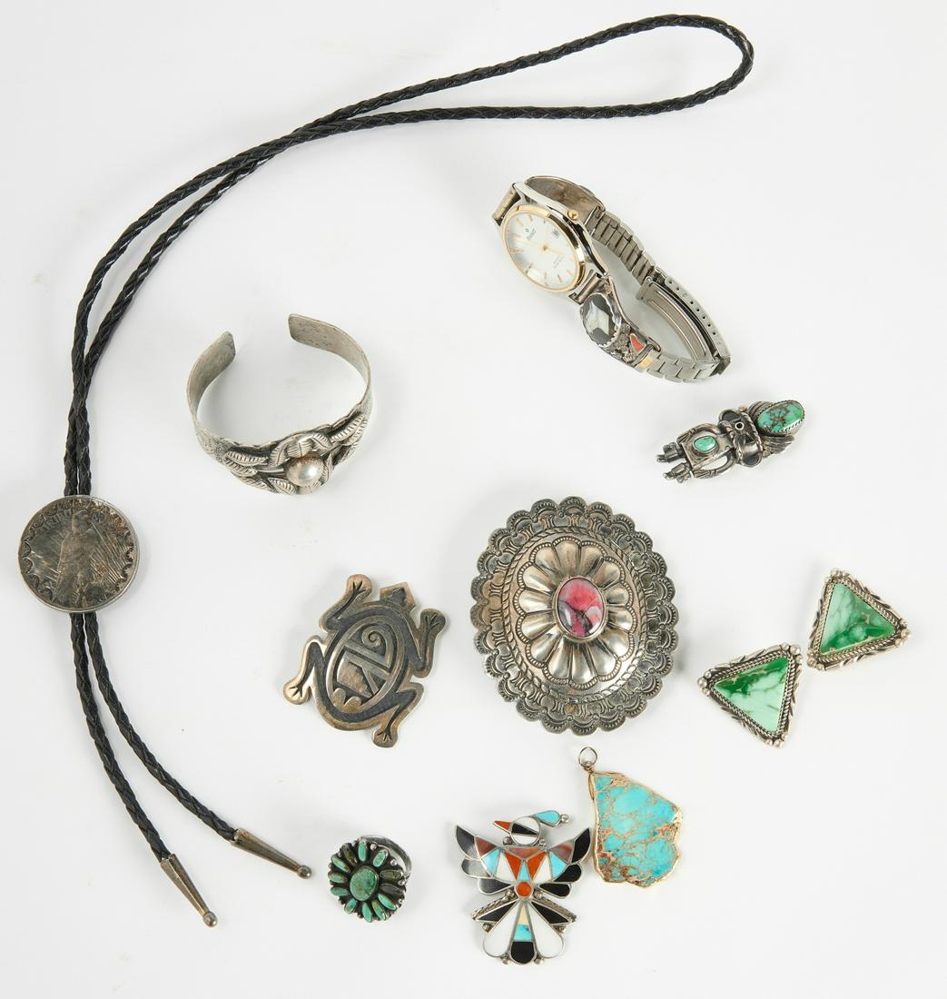 Group of Native Silver Jewelry and Watch (1 of 2)