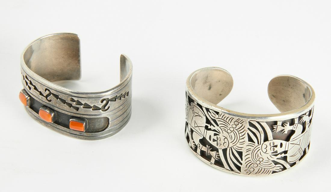 Two Wide Band Silver Bracelets (1 of 2)