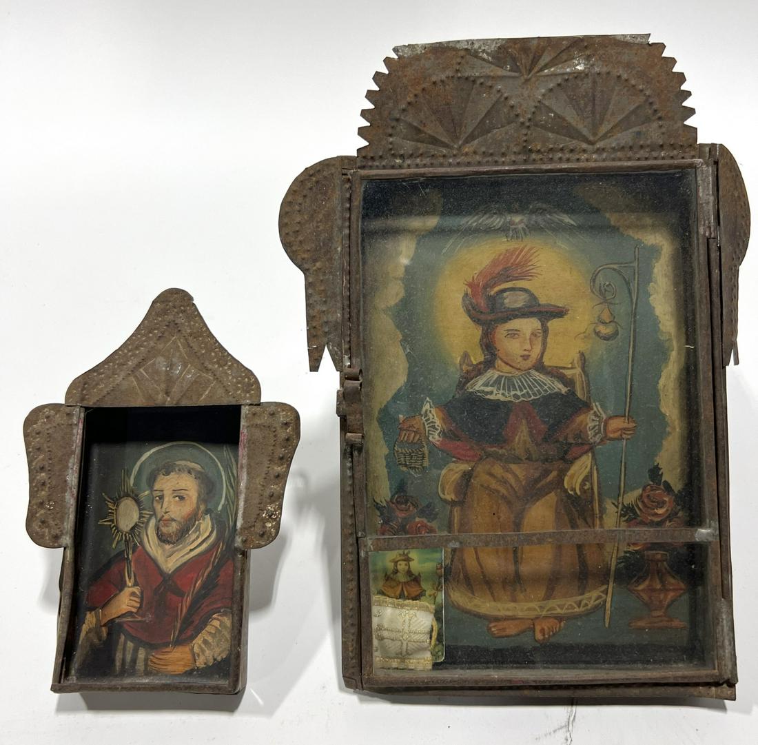 Two Retablos in Tin Nicho Frames (1 of 2)