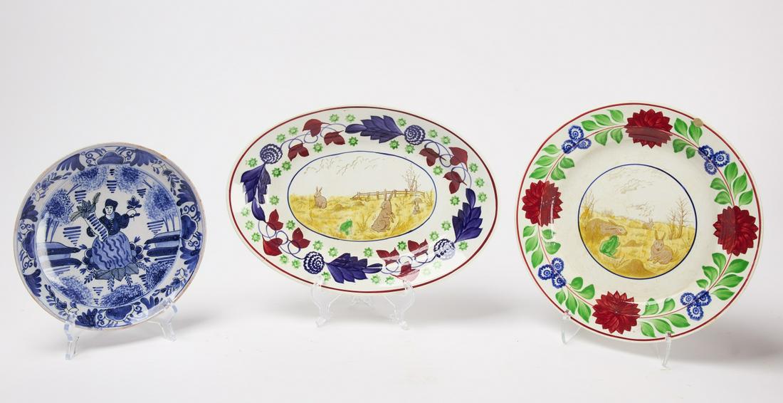 Three Painted Ceramic Plates (1 of 2)