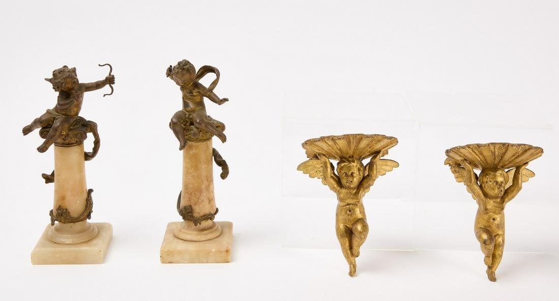 Pair of Putti Angels and Two Wall Brackets (1 of 5)