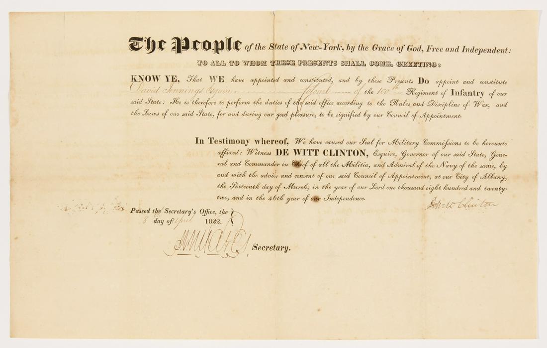 Two Signed DeWitt Clinton Documents (1 of 5)