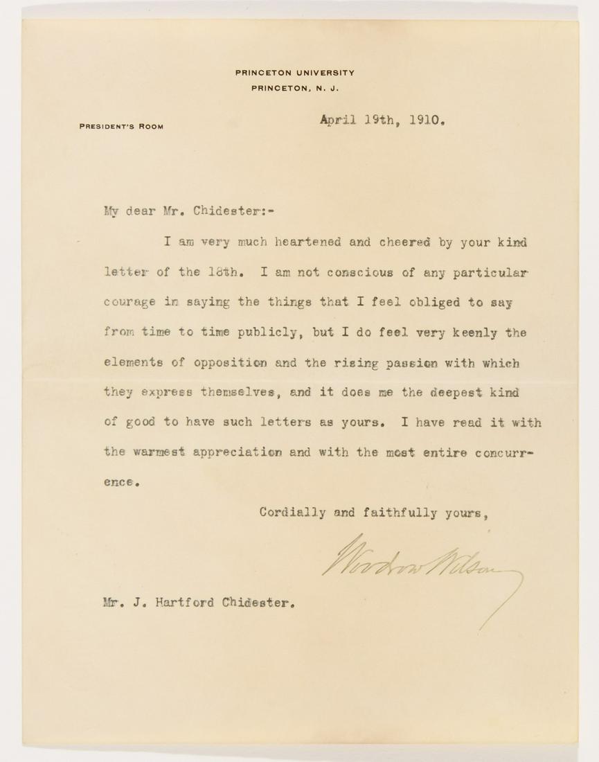 Signed Letter - Woodrow Wilson (1 of 5)