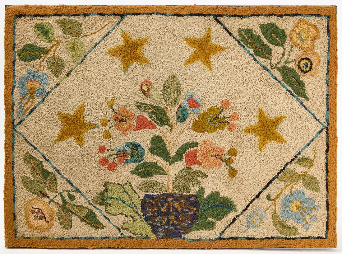 Hooked Rug with Flowers and Stars (1 of 2)