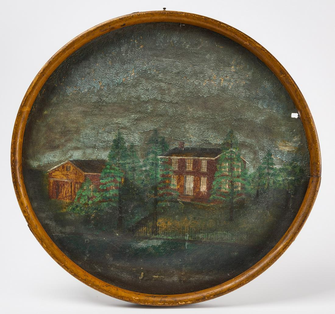 Folk Painting - Leather Stretched on Bicycle Wheel (1 of 2)