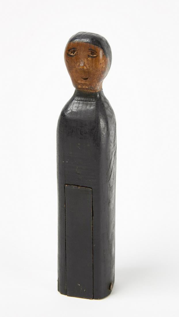 Folk Art Trick Erotic Figure: Folk art erotic trick figure. Carved wood with original paint. American, 19th century. H 10-1/2". Condition: Excellent original condition. Copy and paste link for high-res images: https://www.dropbox.