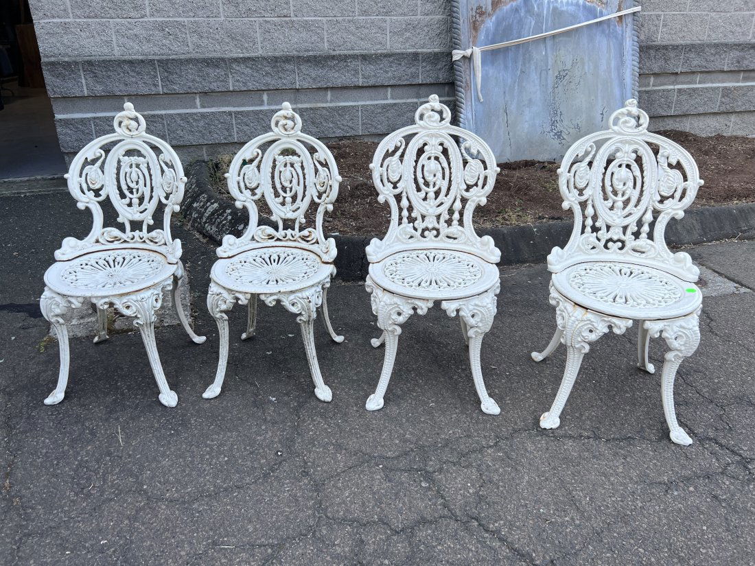 Set 4 Cast Iron Garden Chairs (1 of 2)