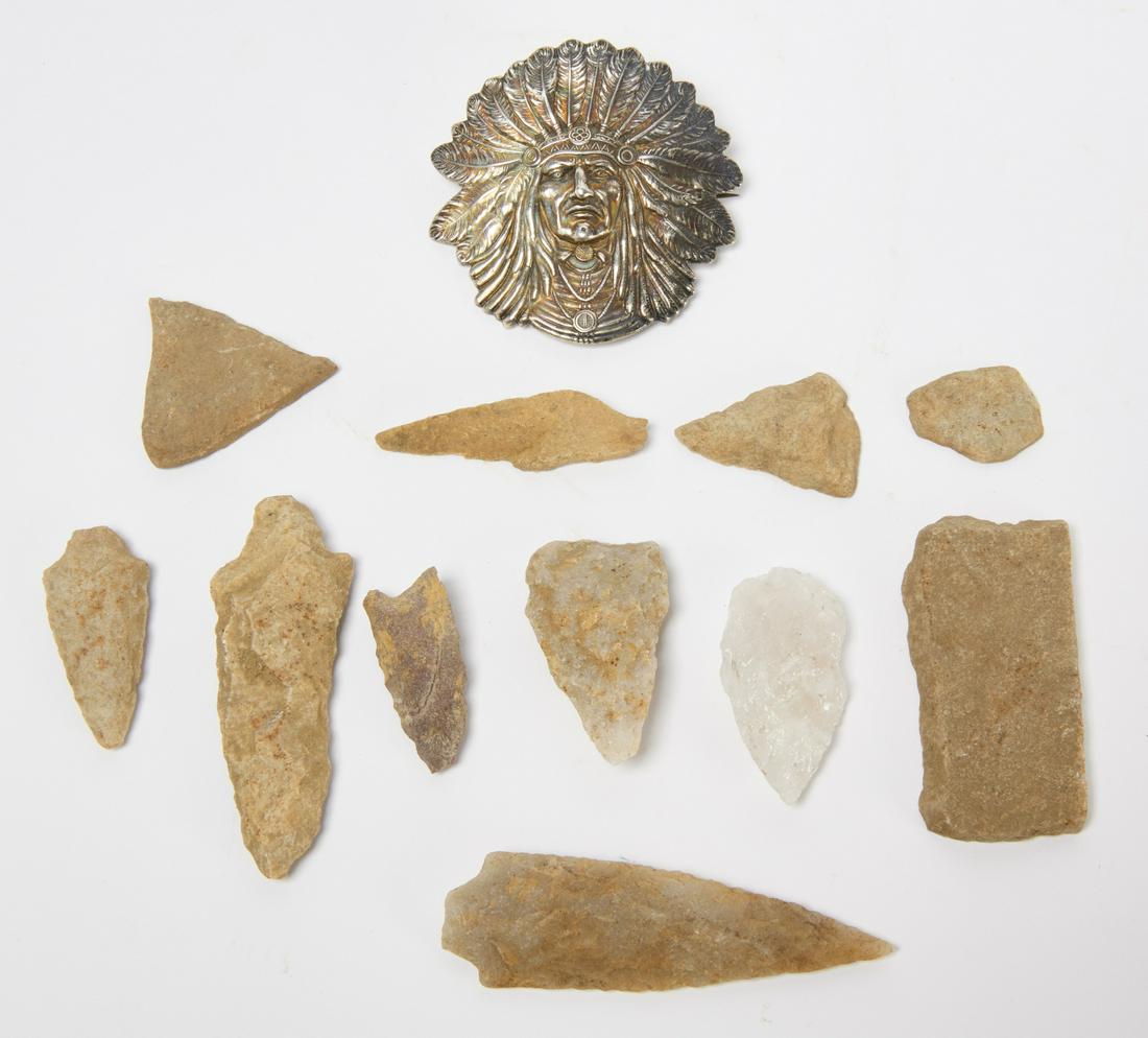 Native American Portrait Brooch & Arrowheads (1 of 3)